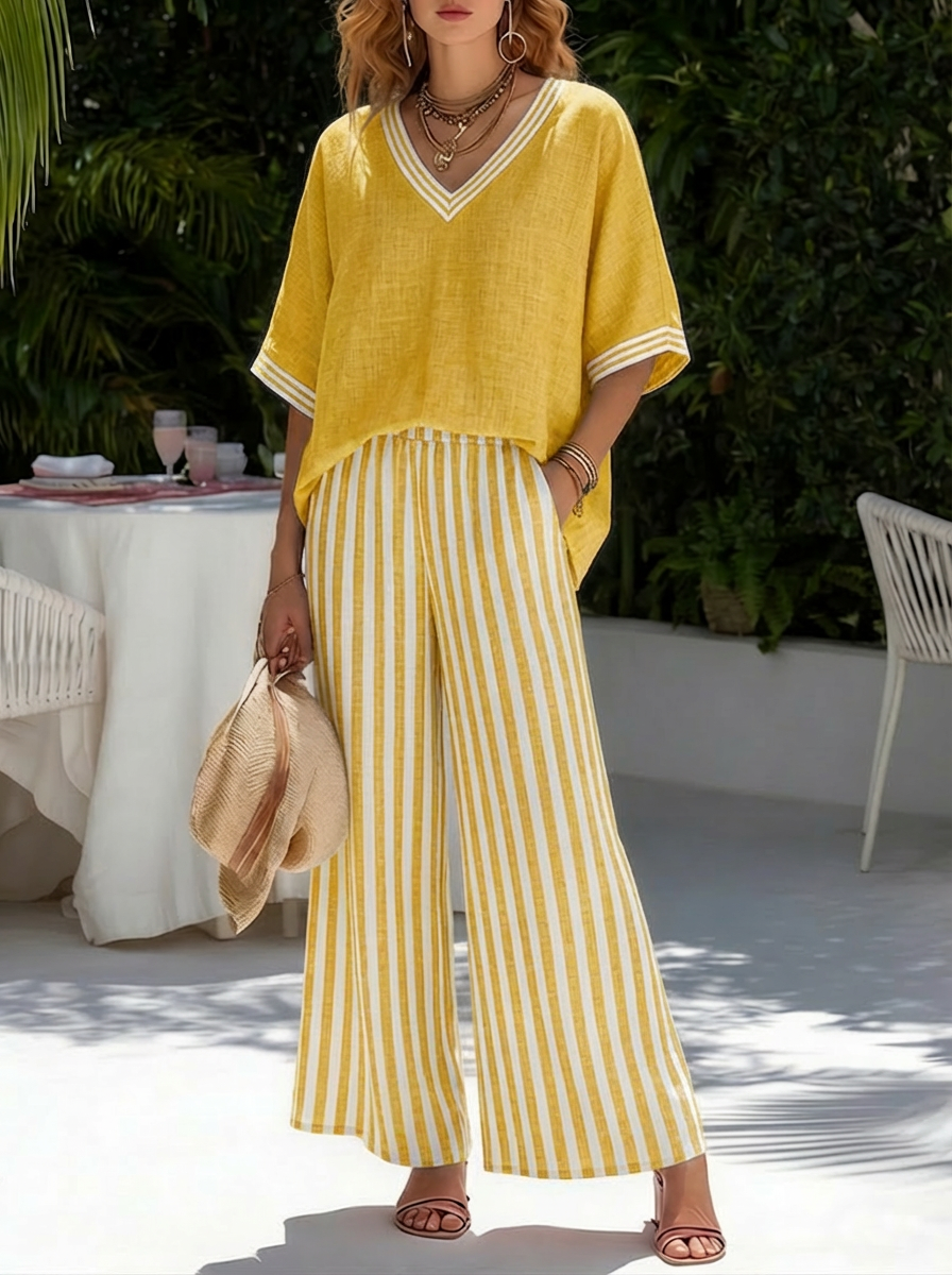 Alora | Striped Linen Duo Set