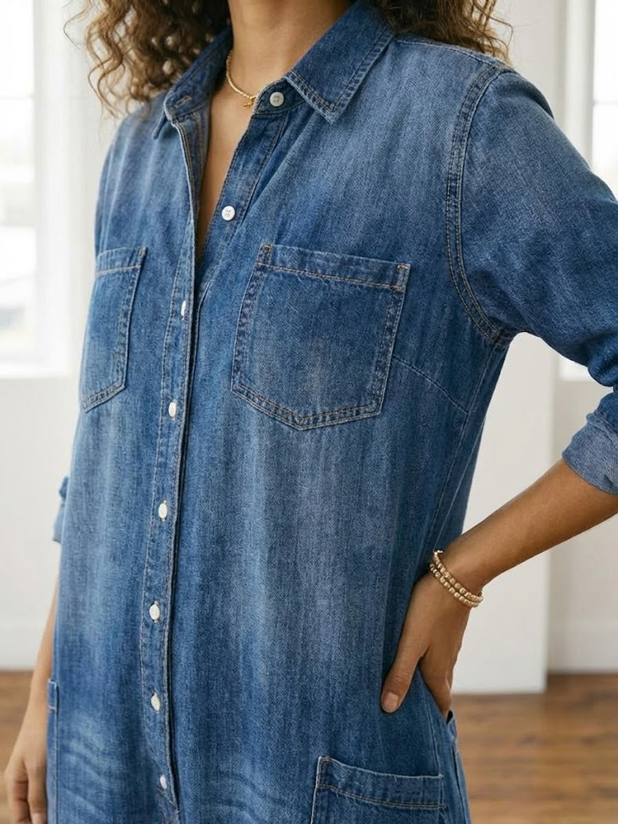 Diana | Vintage Denim Button Jumpsuit