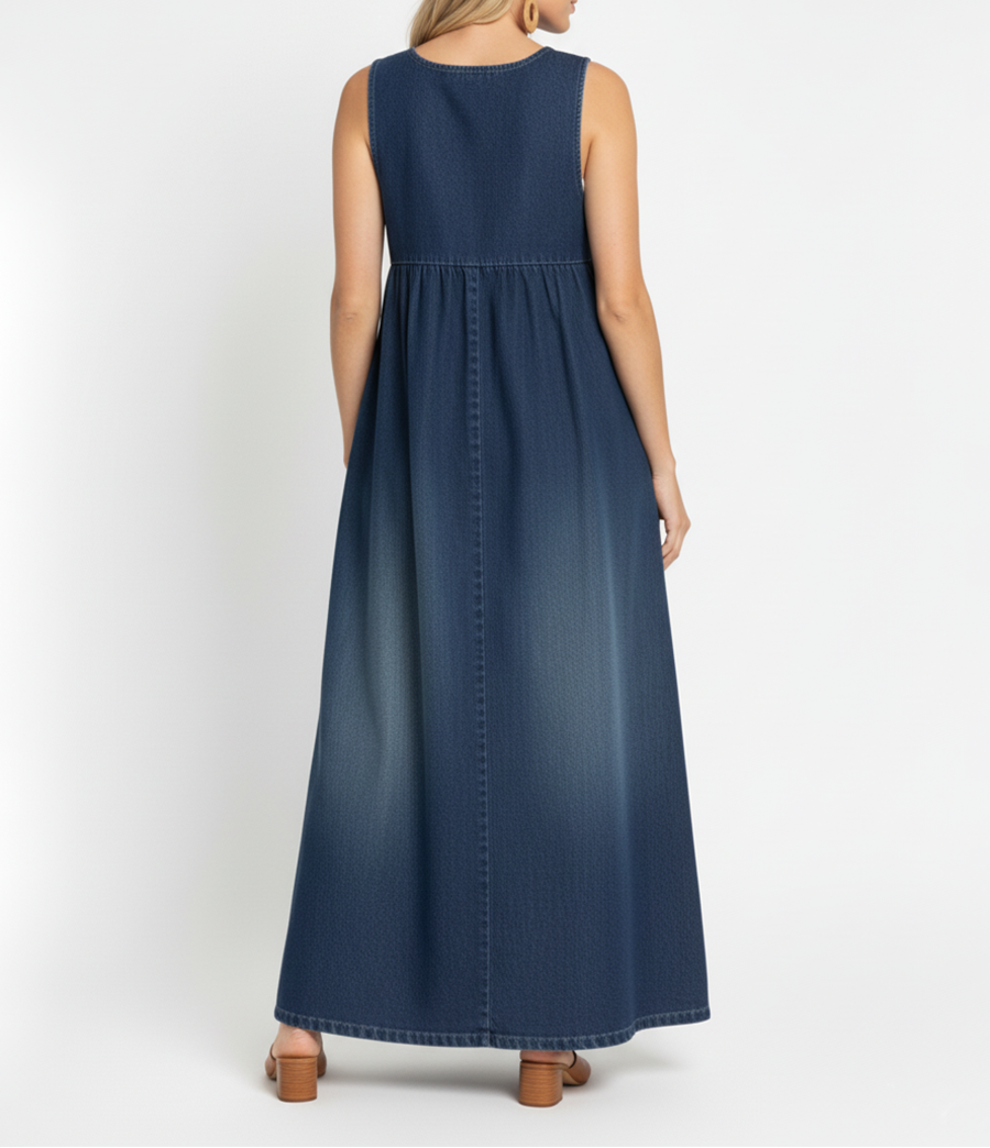 Karen | Vintage Washed Denim Maxi Dress