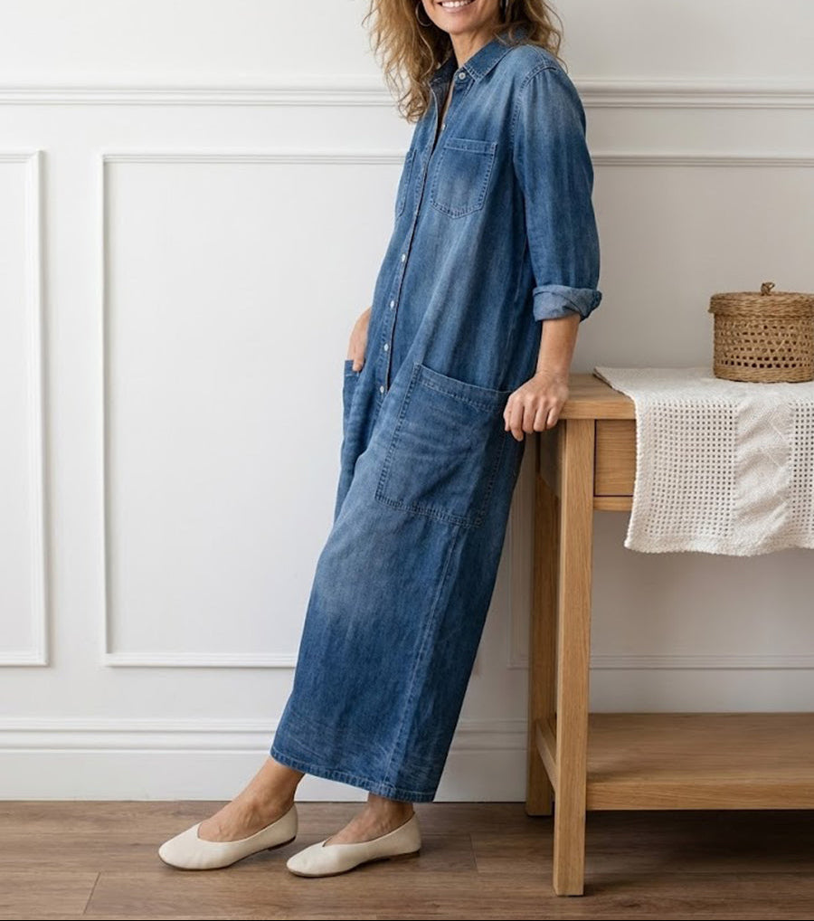 Diana | Vintage Denim Button Jumpsuit
