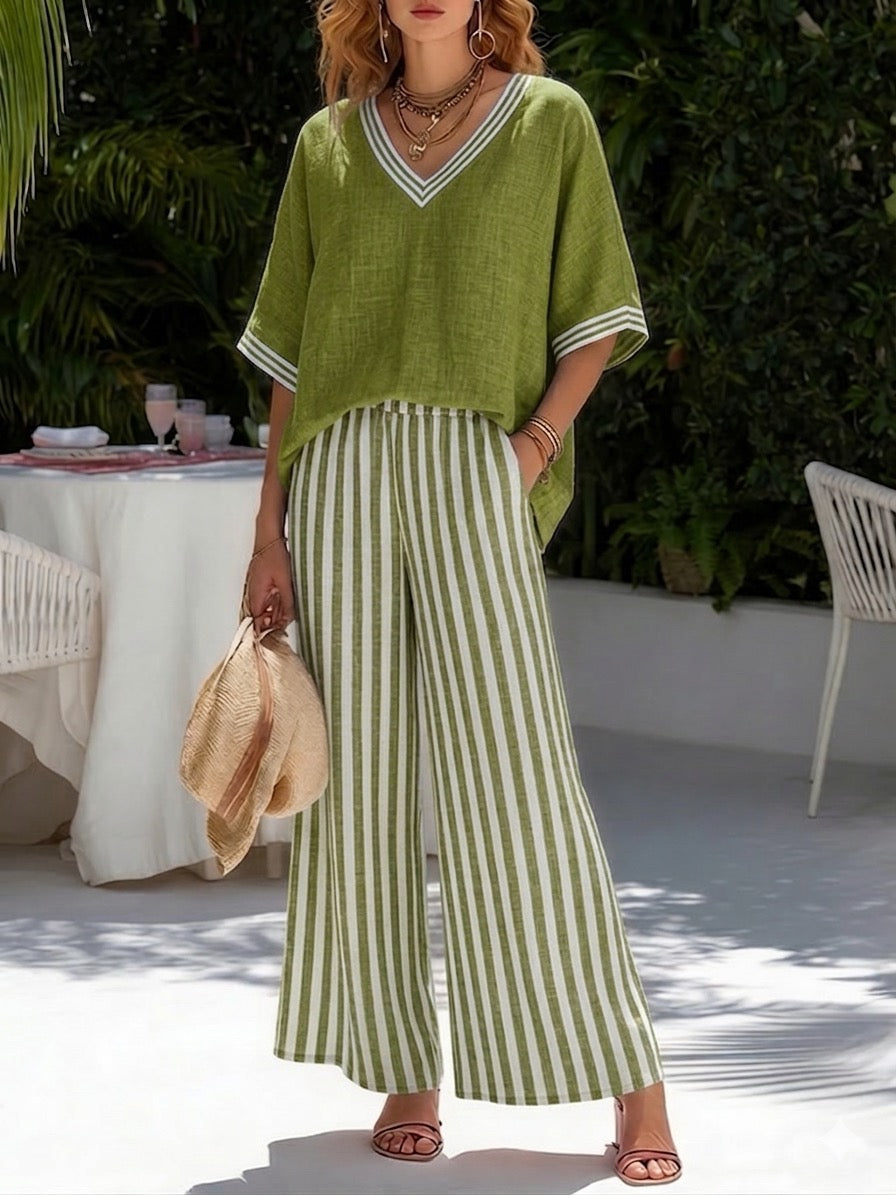 Alora | Striped Linen Duo Set