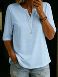 Carmella | Comfortable Solid Button-Neck Henley Top