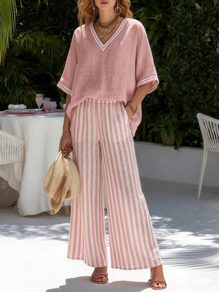 Alora | Striped Linen Duo Set
