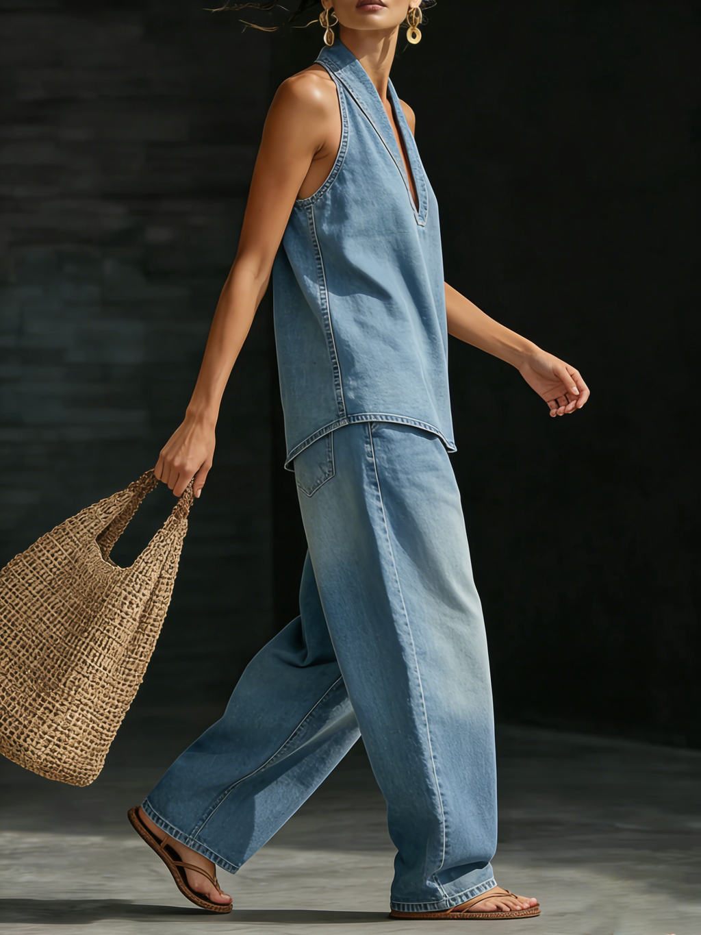 Mariette | Comfortable Minimalist Denim Two-Piece Set