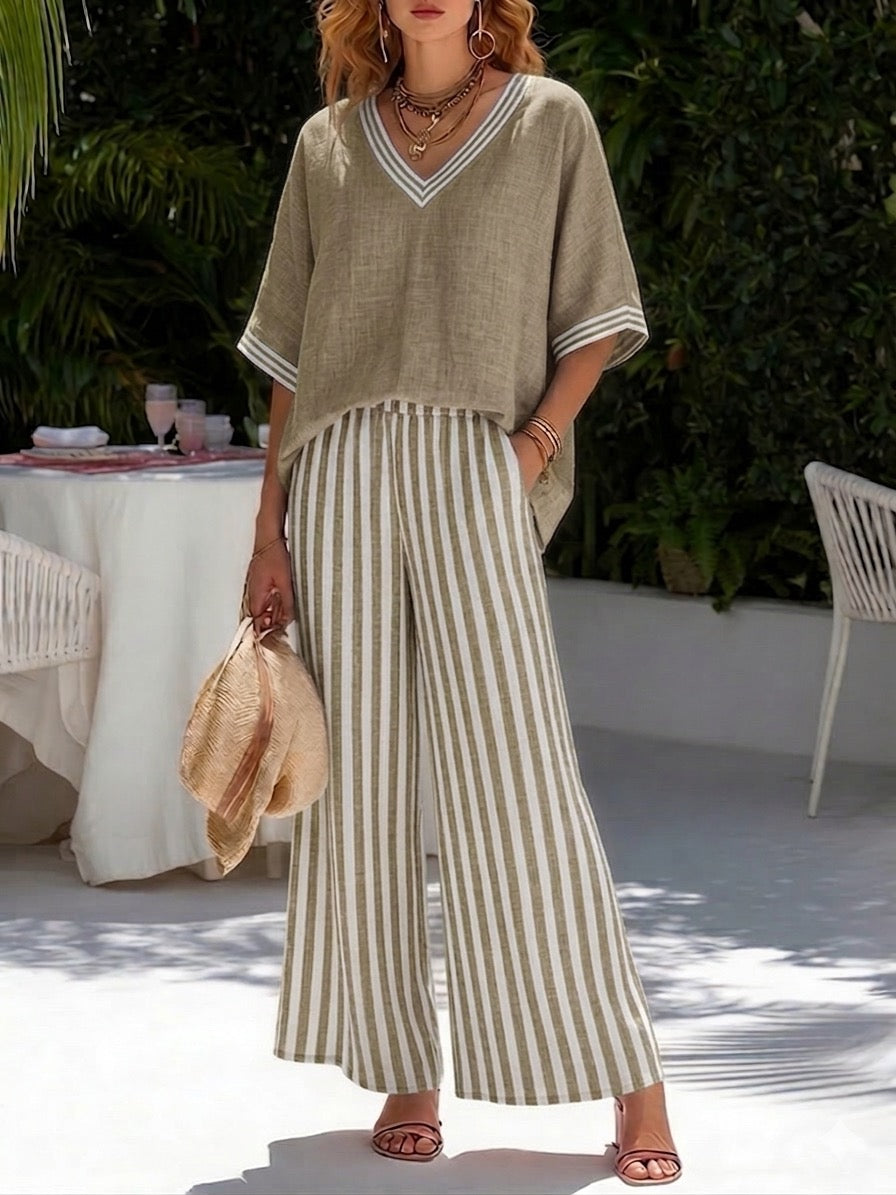 Alora | Striped Linen Duo Set