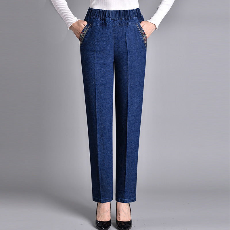 Lara | Women's Jeans with Side Pockets and Elastic Waist