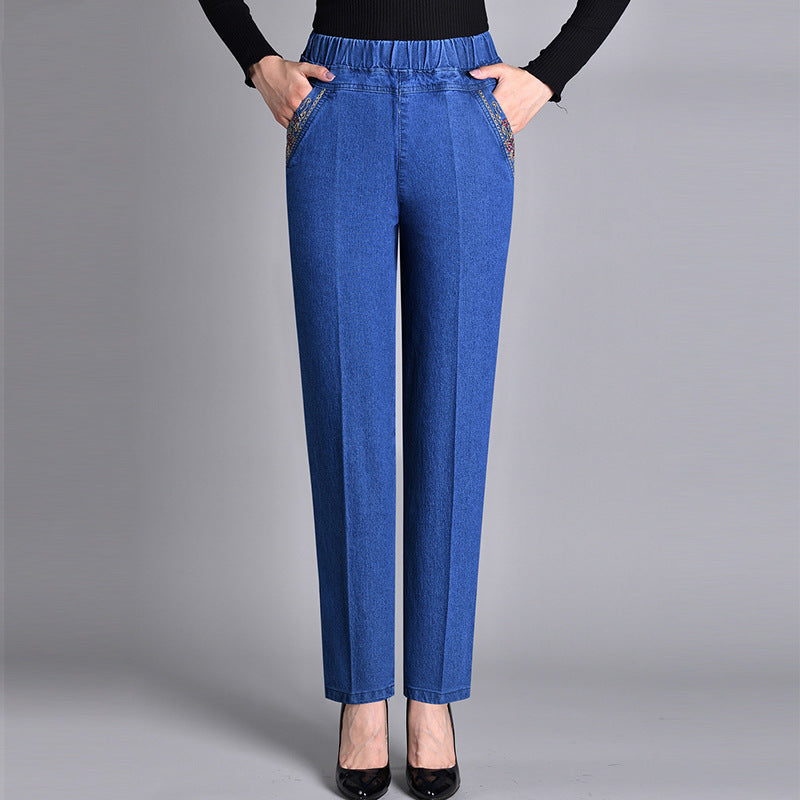 Lara | Women's Jeans with Side Pockets and Elastic Waist