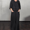 Liza | 2-piece cotton-linen set – V-neck top and wide-leg trousers
