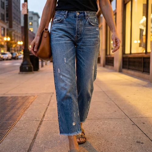 Abbey | Retro Cropped Straight Jeans