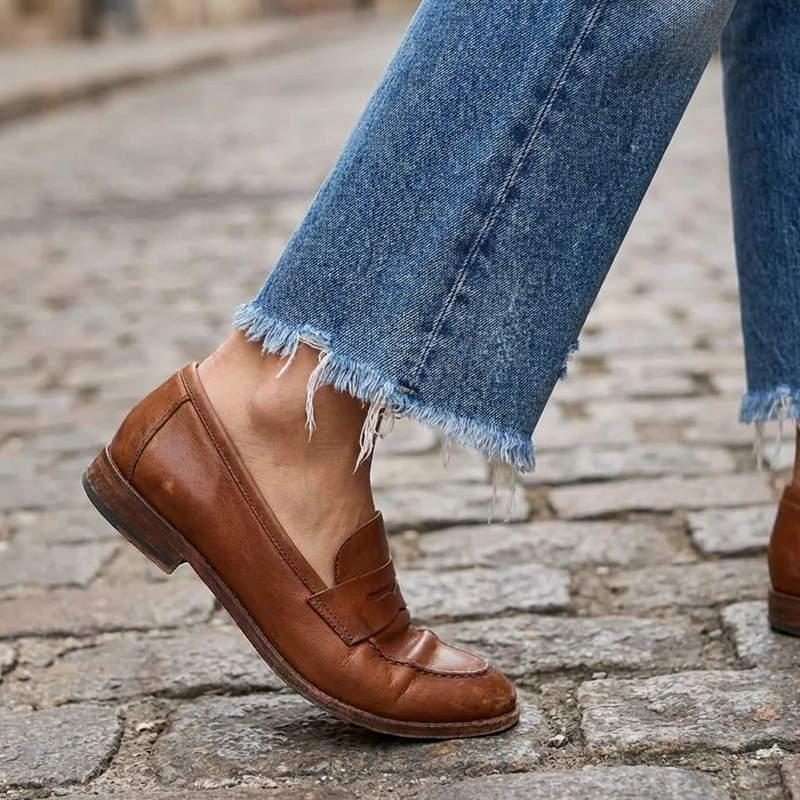 Abbey | Retro Cropped Straight Jeans