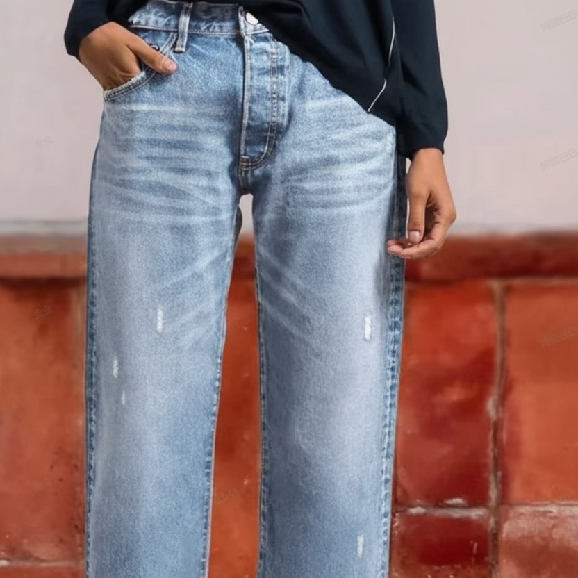 Abbey | Retro Cropped Straight Jeans