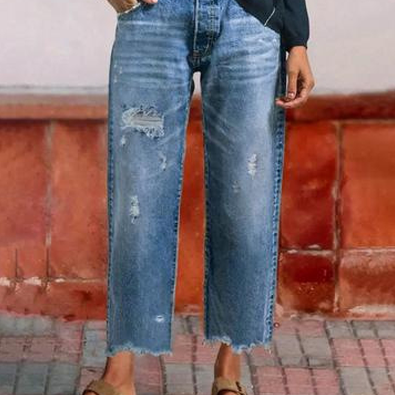 Abbey | Retro Cropped Straight Jeans