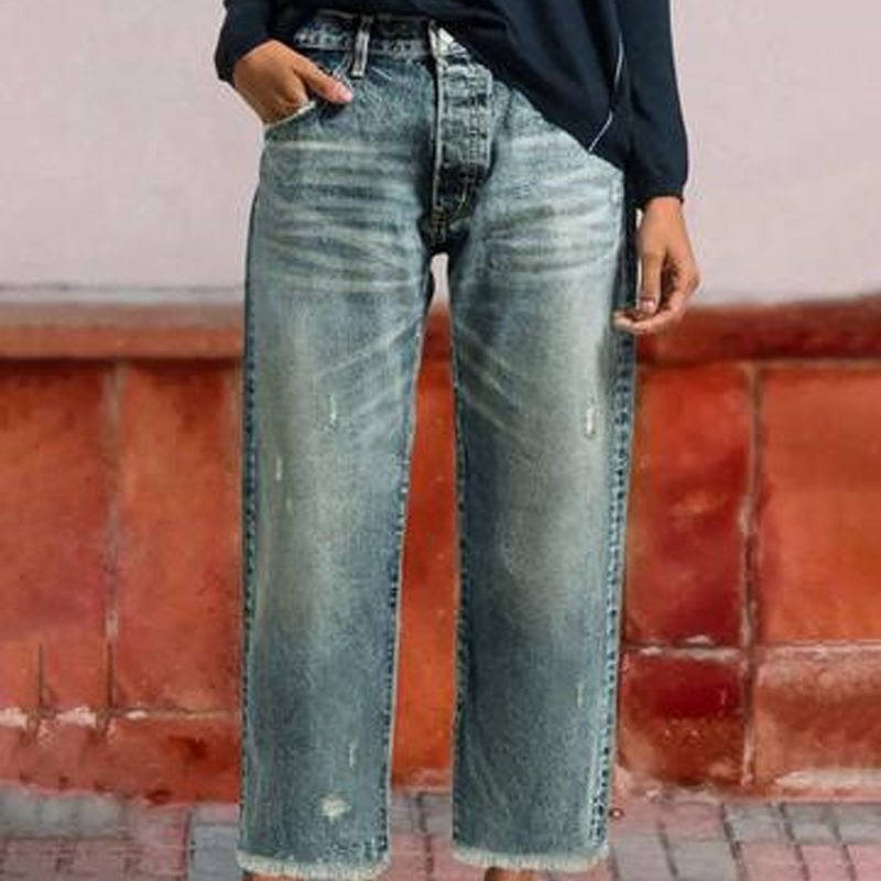 Abbey | Retro Cropped Straight Jeans