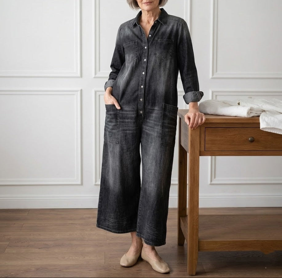 Diana | Vintage Denim Button Jumpsuit